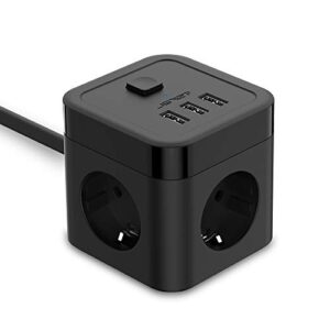 JSVER Cube Power Strip Plug con USB 3 enchufes con 3 puertos USB ...