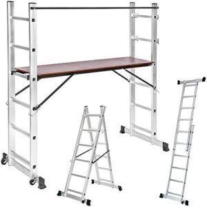 TecTake Ladder 3 en 1 combinación multipropósito de aluminio ...